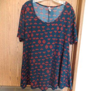 LuLaRoe Women's Blue & Red Short Sleeve Top, Size Medium